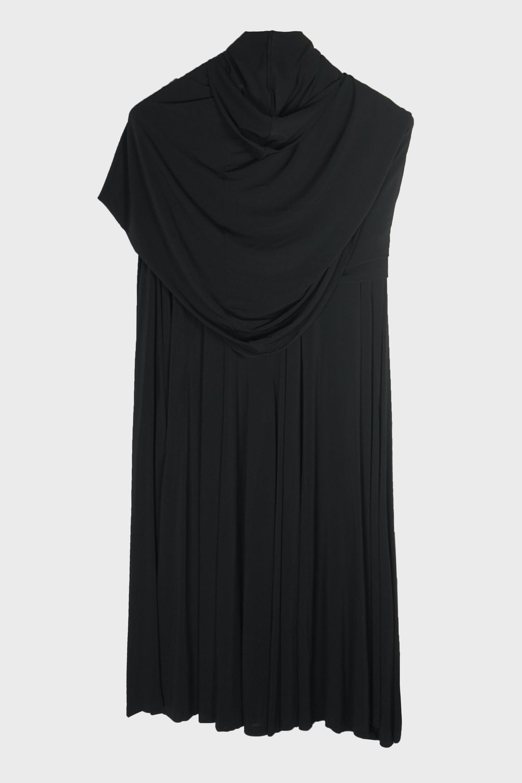 STRETCH VISCOSE LONG DRESS WITH BALACLAVA DETAILS AND LEATHER TAG