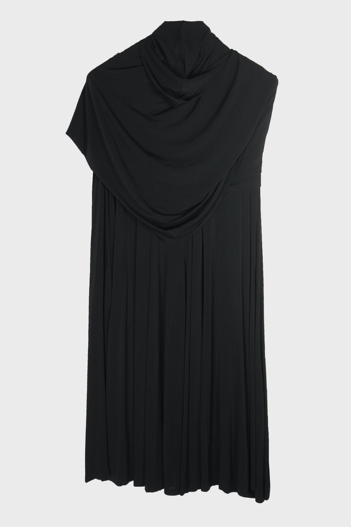 STRETCH VISCOSE LONG DRESS WITH BALACLAVA DETAILS AND LEATHER TAG