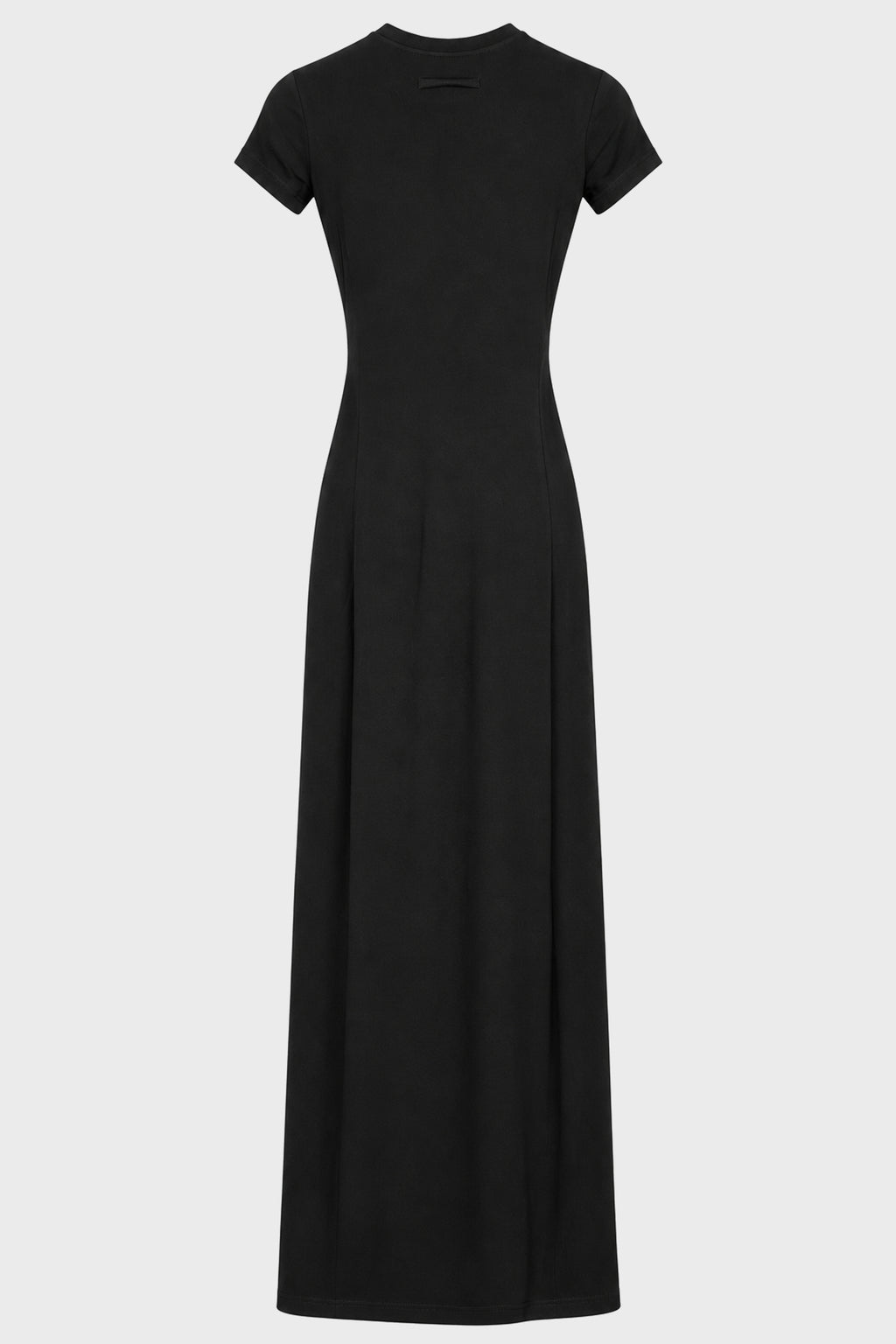 STRETCH VISCOSE JERSEY LONG DRESS WITH LEATHER TAG DETAIL
