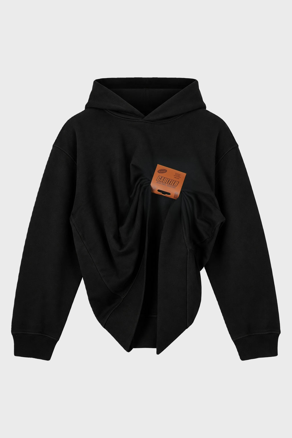 COTTON FLEECE HOODIE WITH LEATHER TAG DETAIL