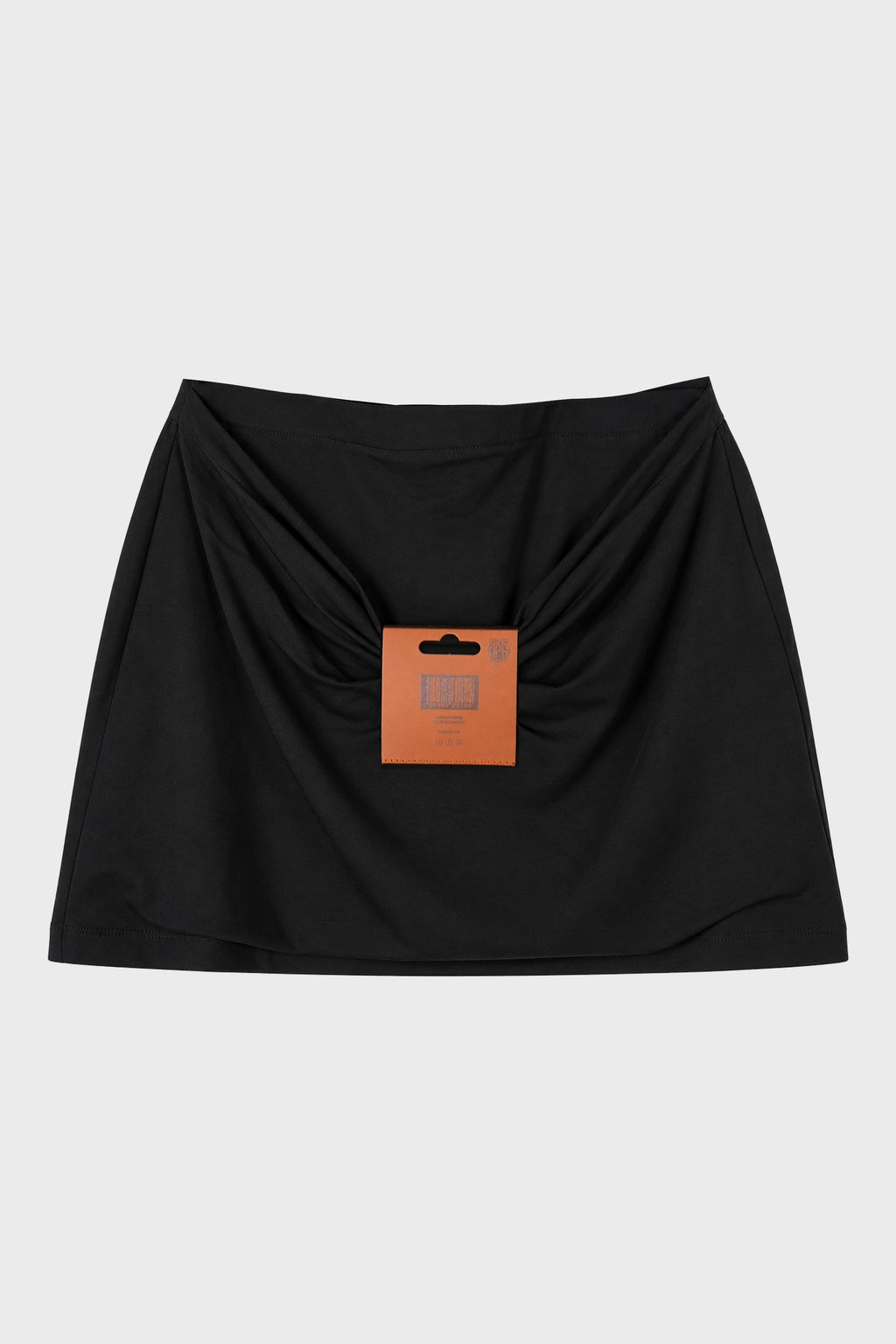 STRETCH COTTON JERSEY MINI SKIRT WITH LEATHER TAG DETAIL