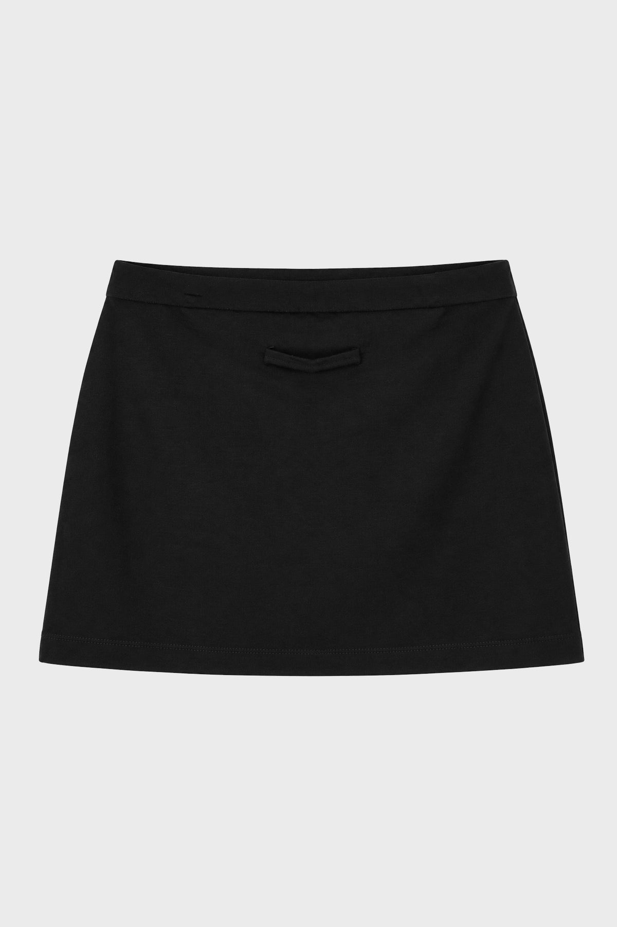 STRETCH COTTON JERSEY MINI SKIRT WITH LEATHER TAG DETAIL