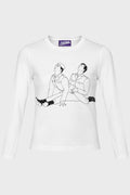 STRETCH COTTON JERSEY LONG SLEEVES TOP PRINTED "KAMASUTRA"