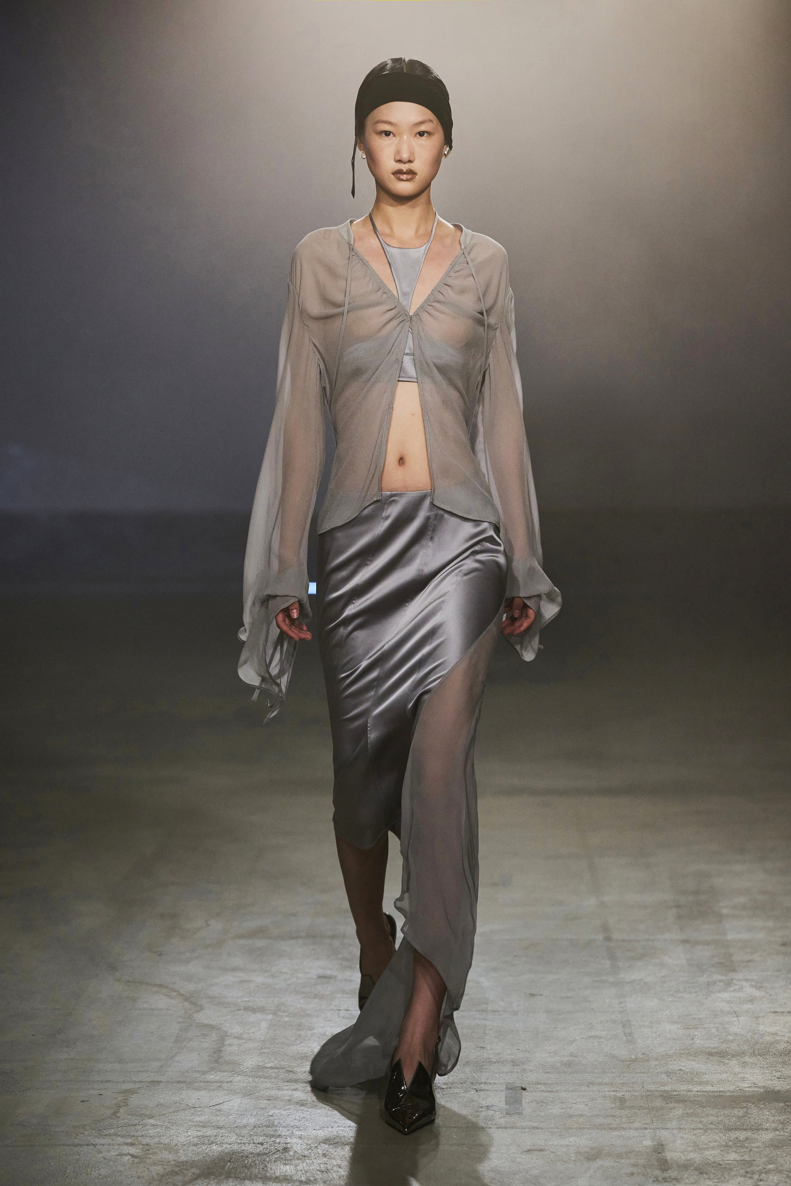 ASYMMETRIC SWIRLED PANELED SKIRT QUARRY