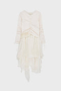 OFF WHITE SOPWITH LAYERED ORGANZA STRETCH DRESS
