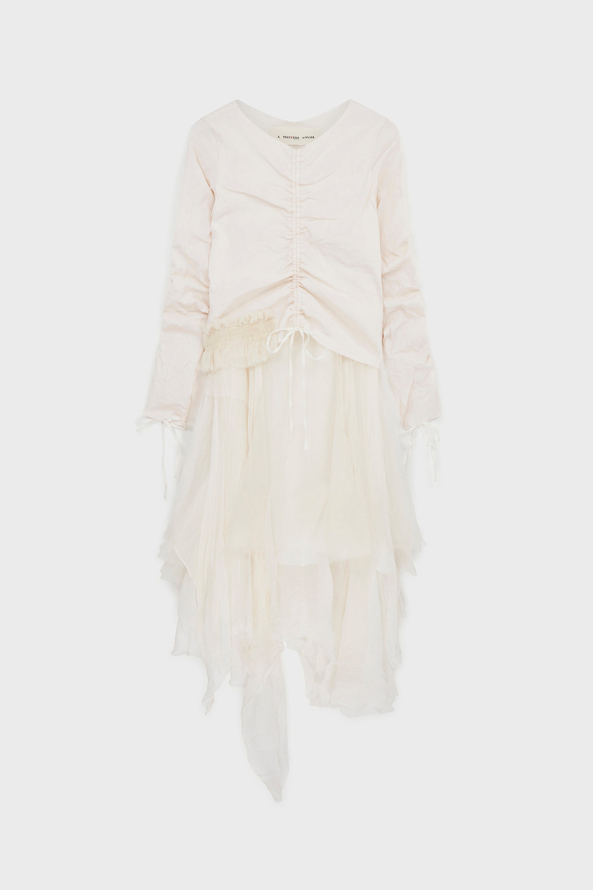 OFF WHITE SOPWITH LAYERED ORGANZA STRETCH DRESS