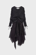 BLACK SOPWITH LAYERED ORGANZA STRETCH DRESS