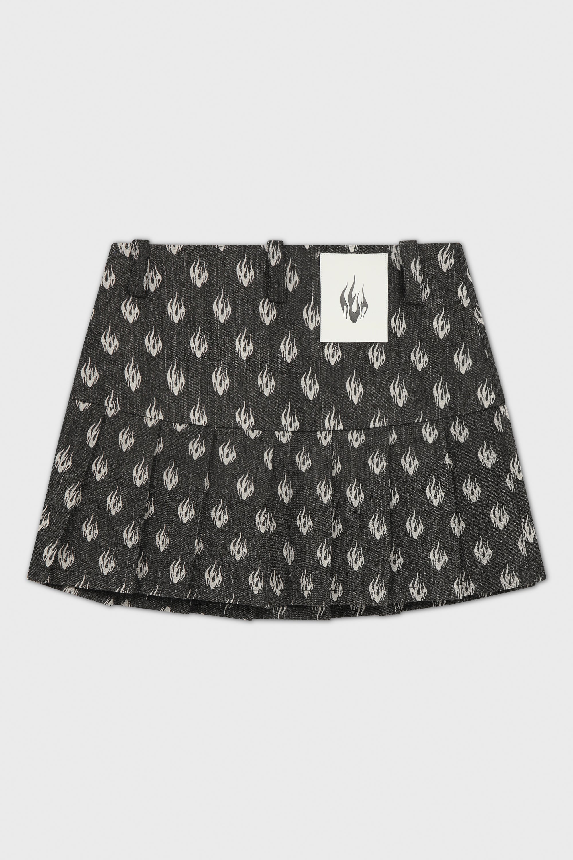 LOGO DENIM PLEATED SKIRT