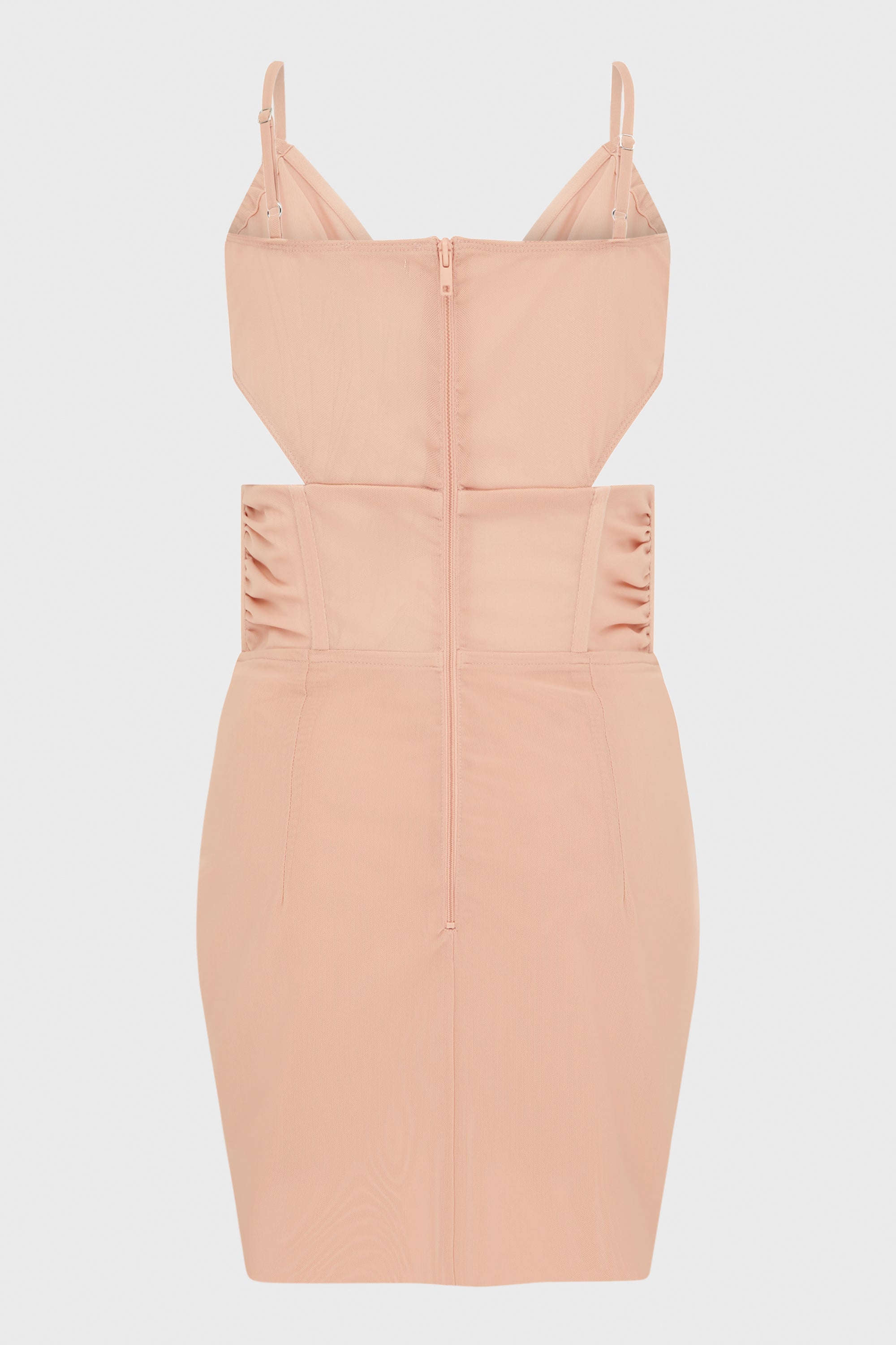 MESH CORSET MINI DRESS BLUSH