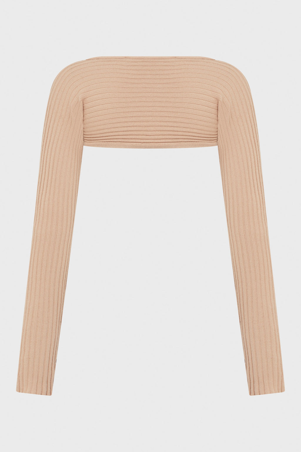 RIBBED KNIT LONG SLEEVES SHRUG NUDE