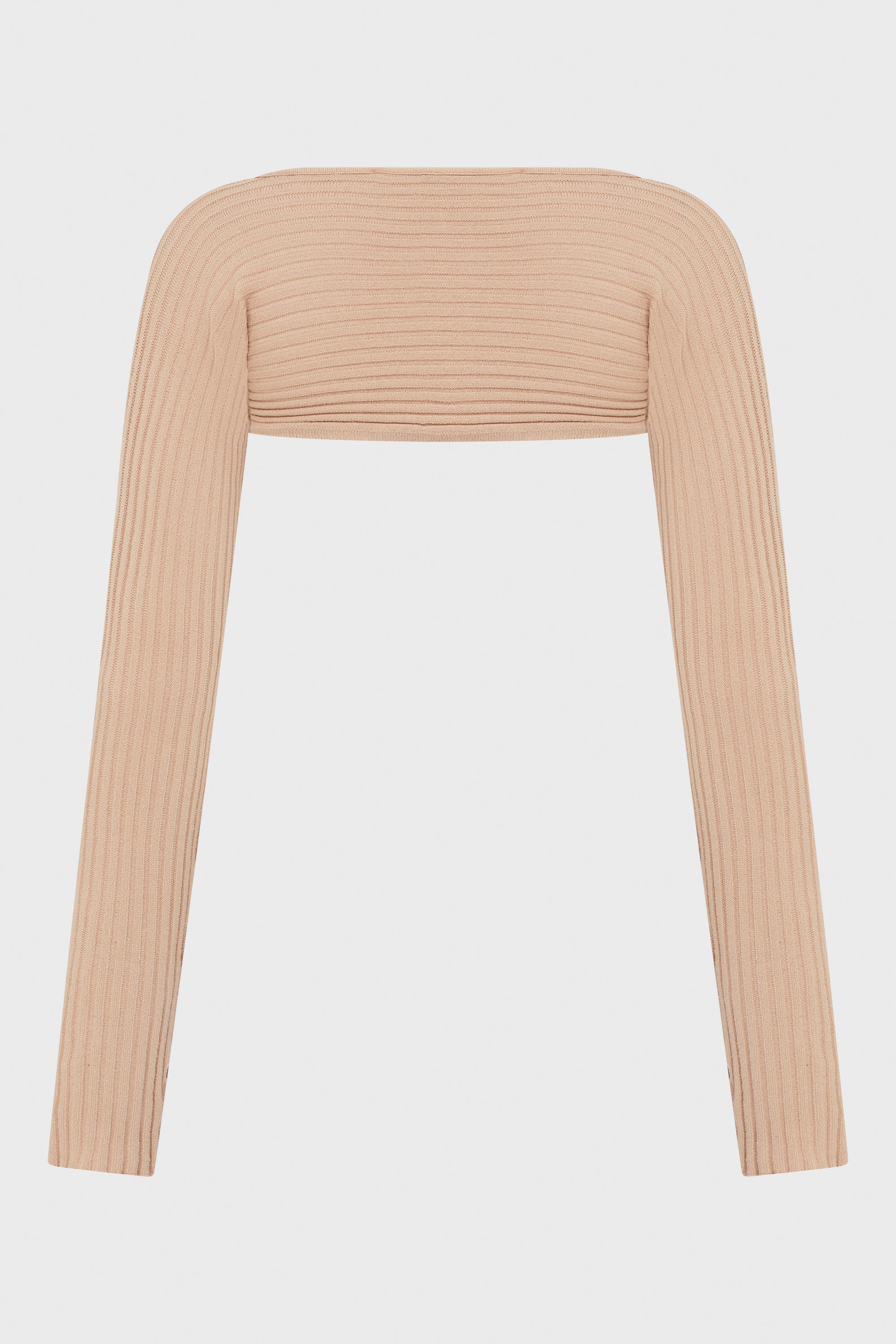 RIBBED KNIT LONG SLEEVES SHRUG NUDE