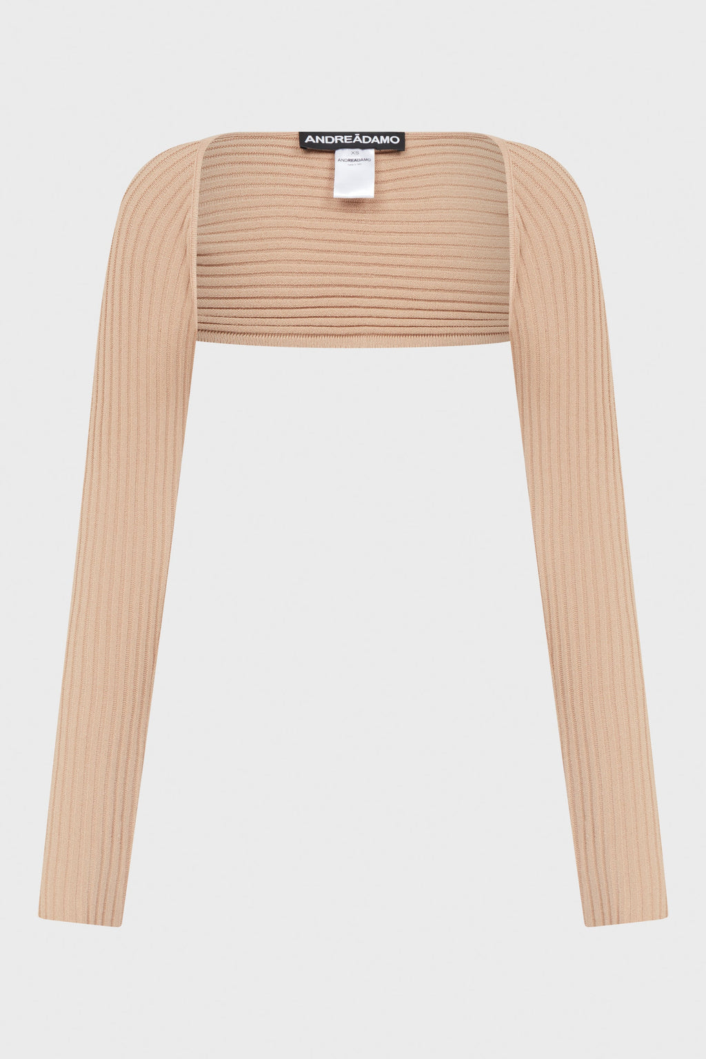 RIBBED KNIT LONG SLEEVES SHRUG NUDE