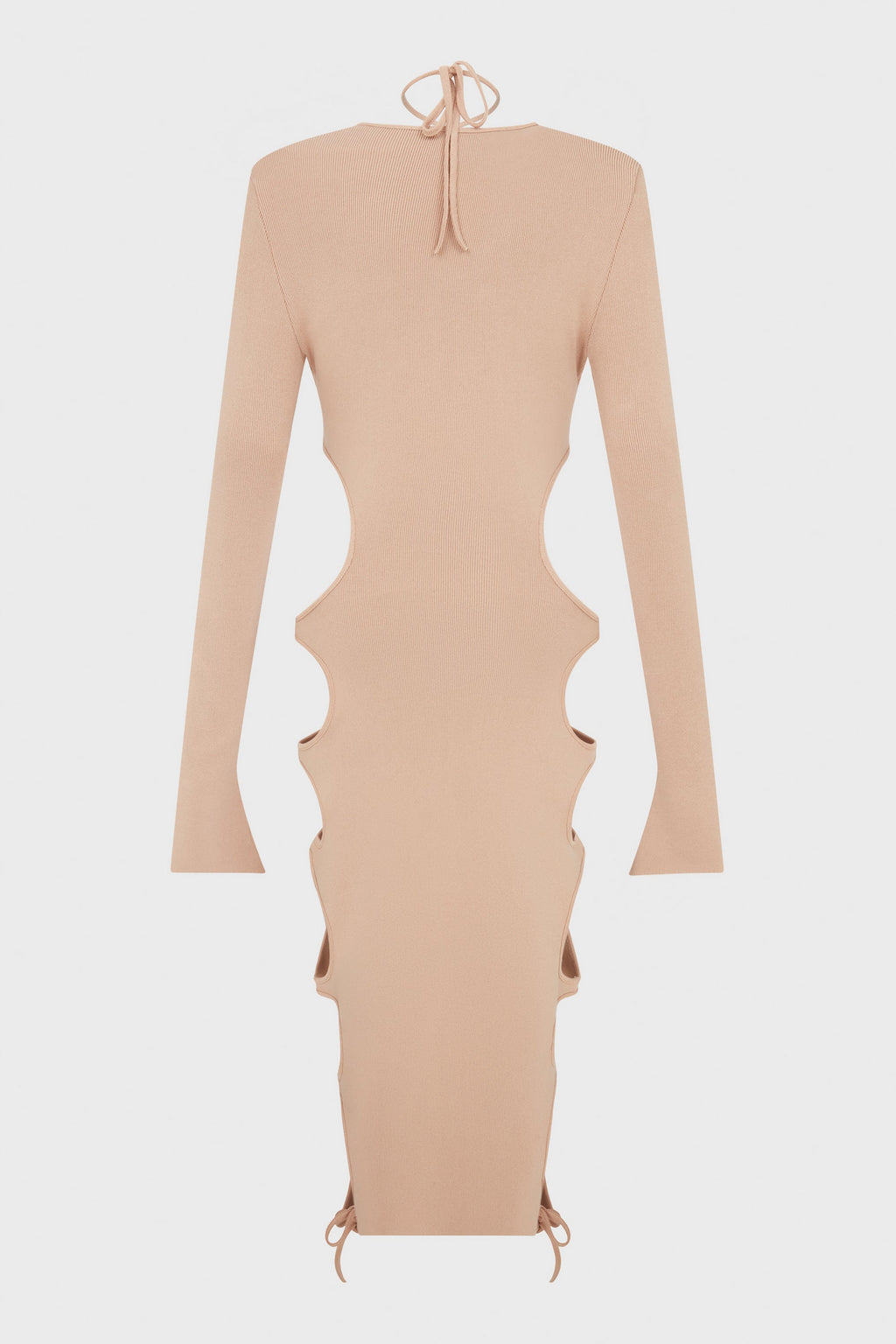STRETCH KNIT CUT-OUT MIDI DRESS NUDE