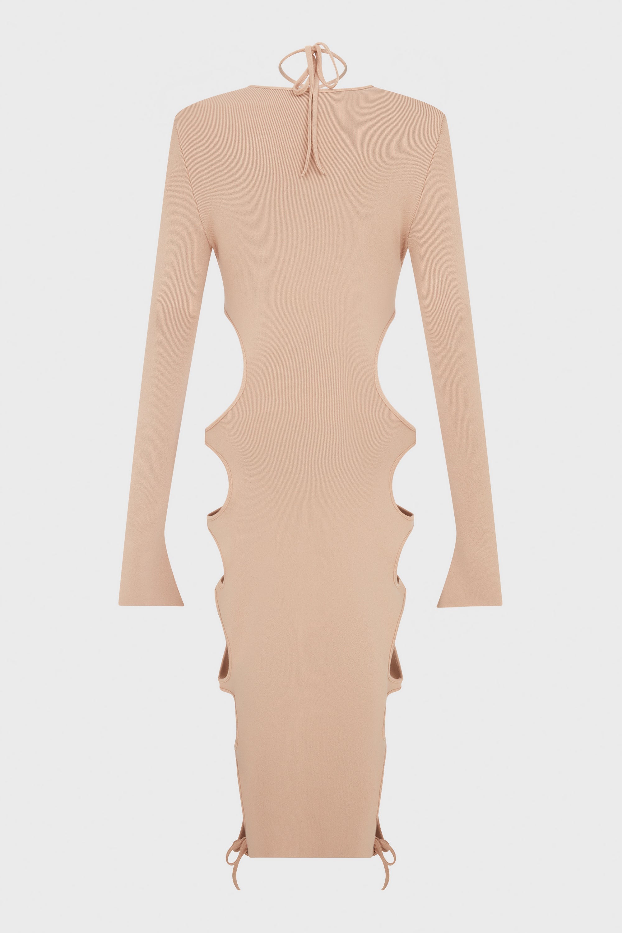 STRETCH KNIT CUT-OUT MIDI DRESS NUDE