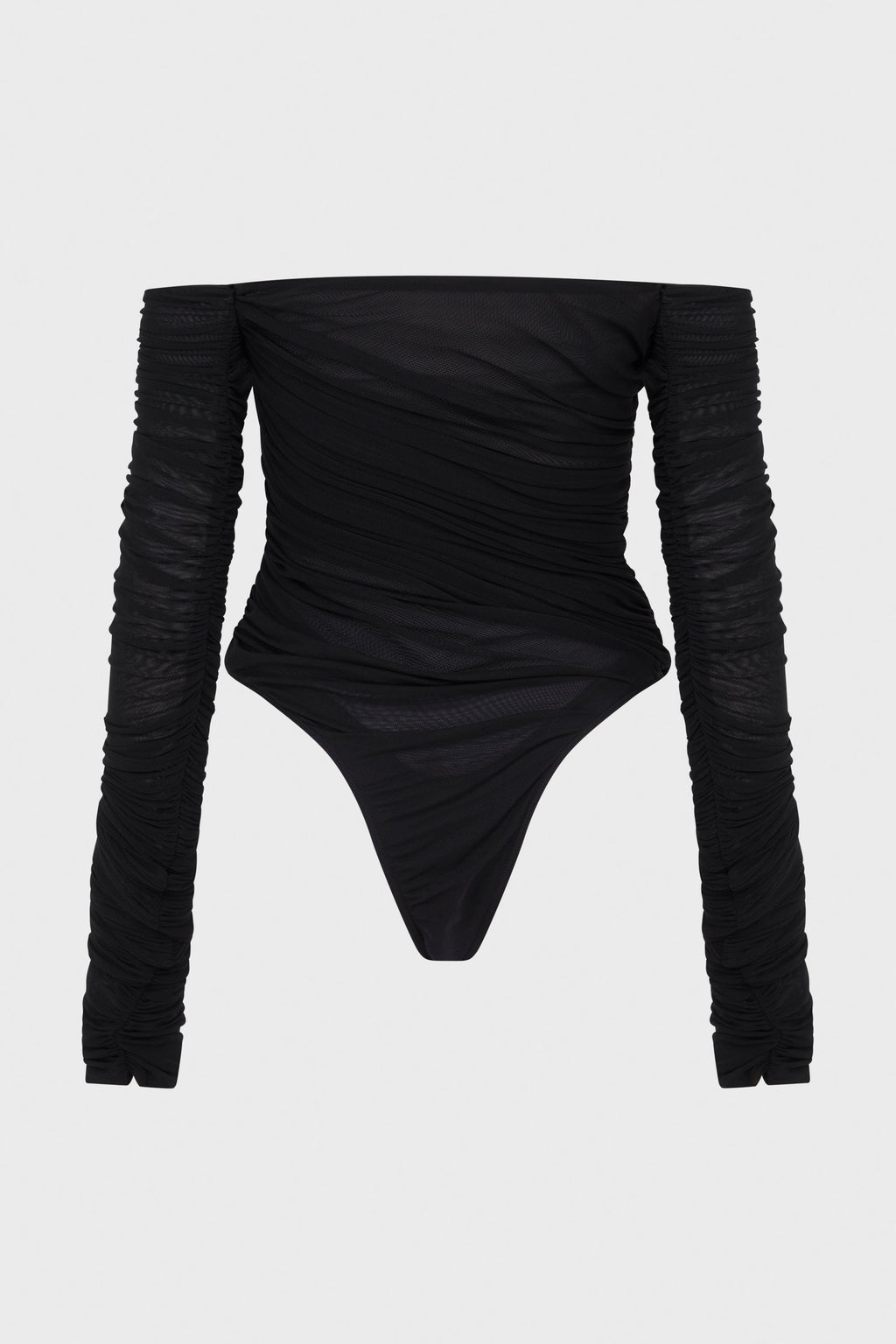 RUCHED MESH BODYSUIT