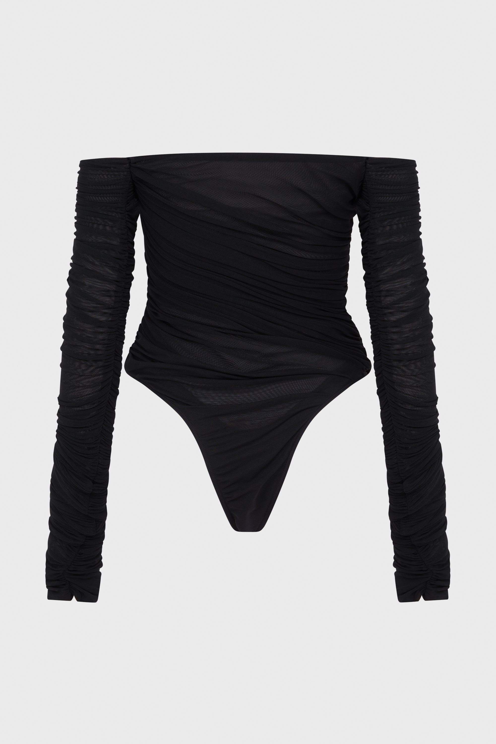 RUCHED MESH BODYSUIT