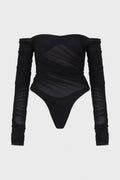 RUCHED MESH BODYSUIT