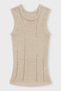 LIGHT KHAKI DISTRESSED KNIT TANK