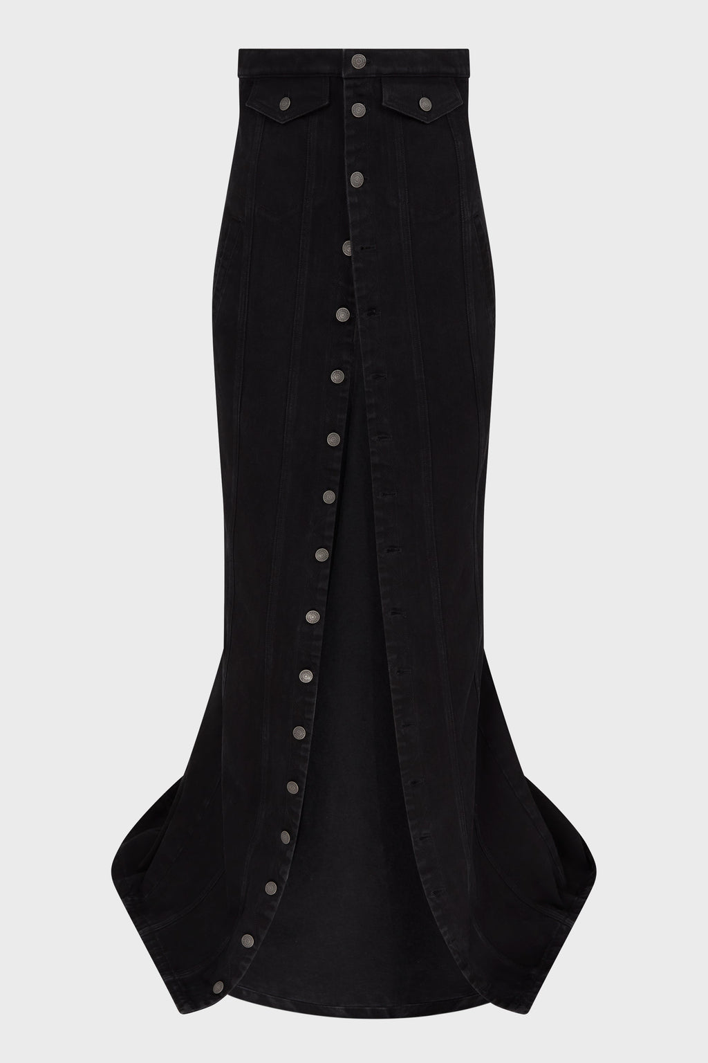 MAXI DENIM SKIRT BLACK STONEWASHED