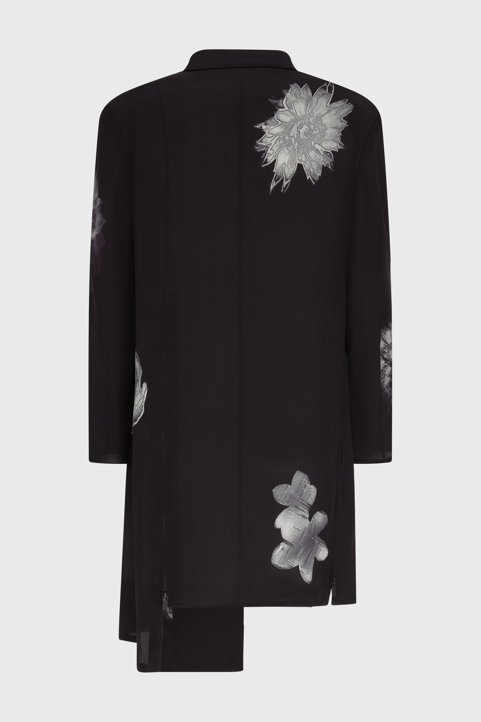 WHITE FLOWER PRINT SLIT JACKET