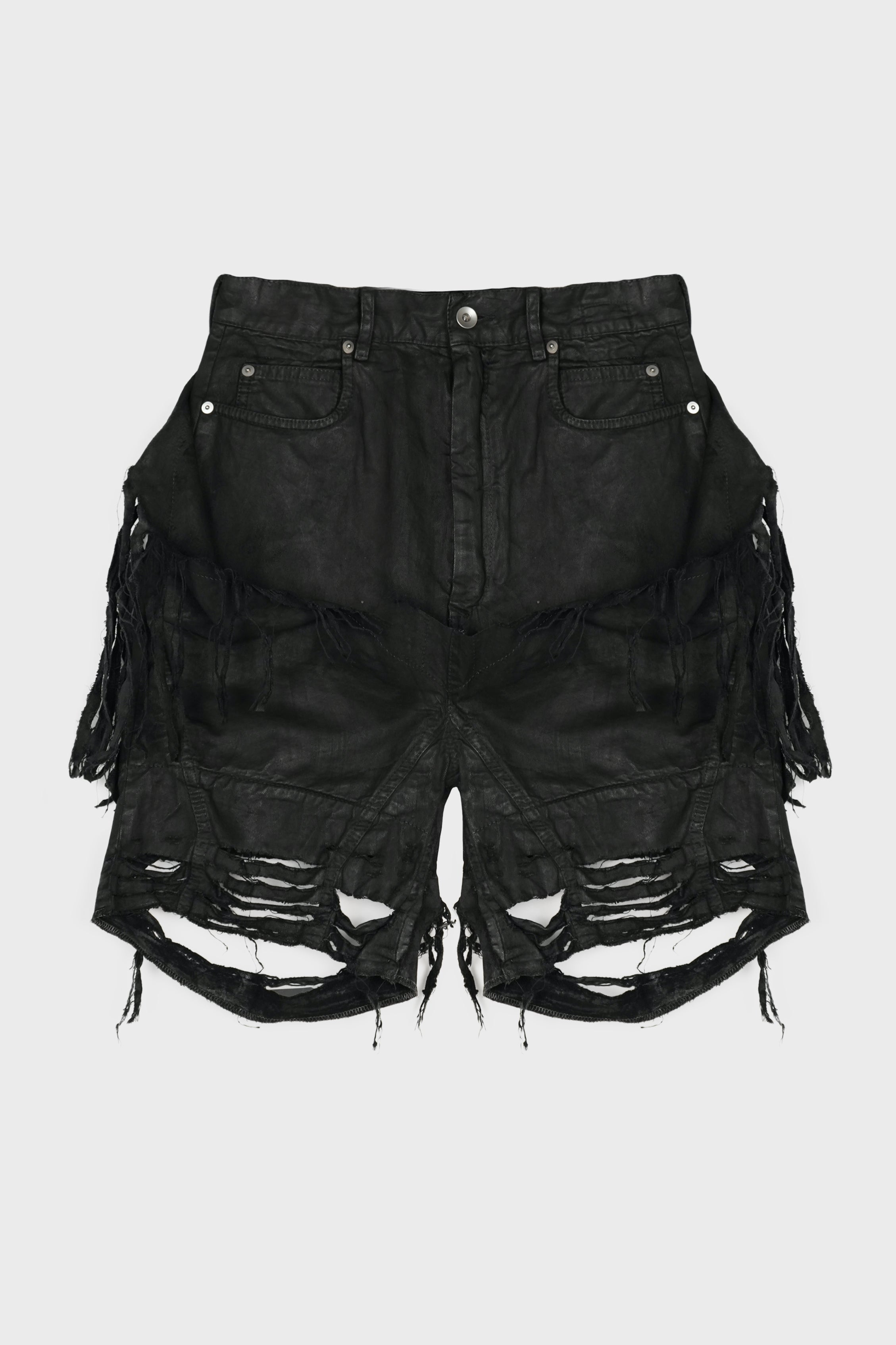 SLIVERED TIGHT CUT OFFS BLACK