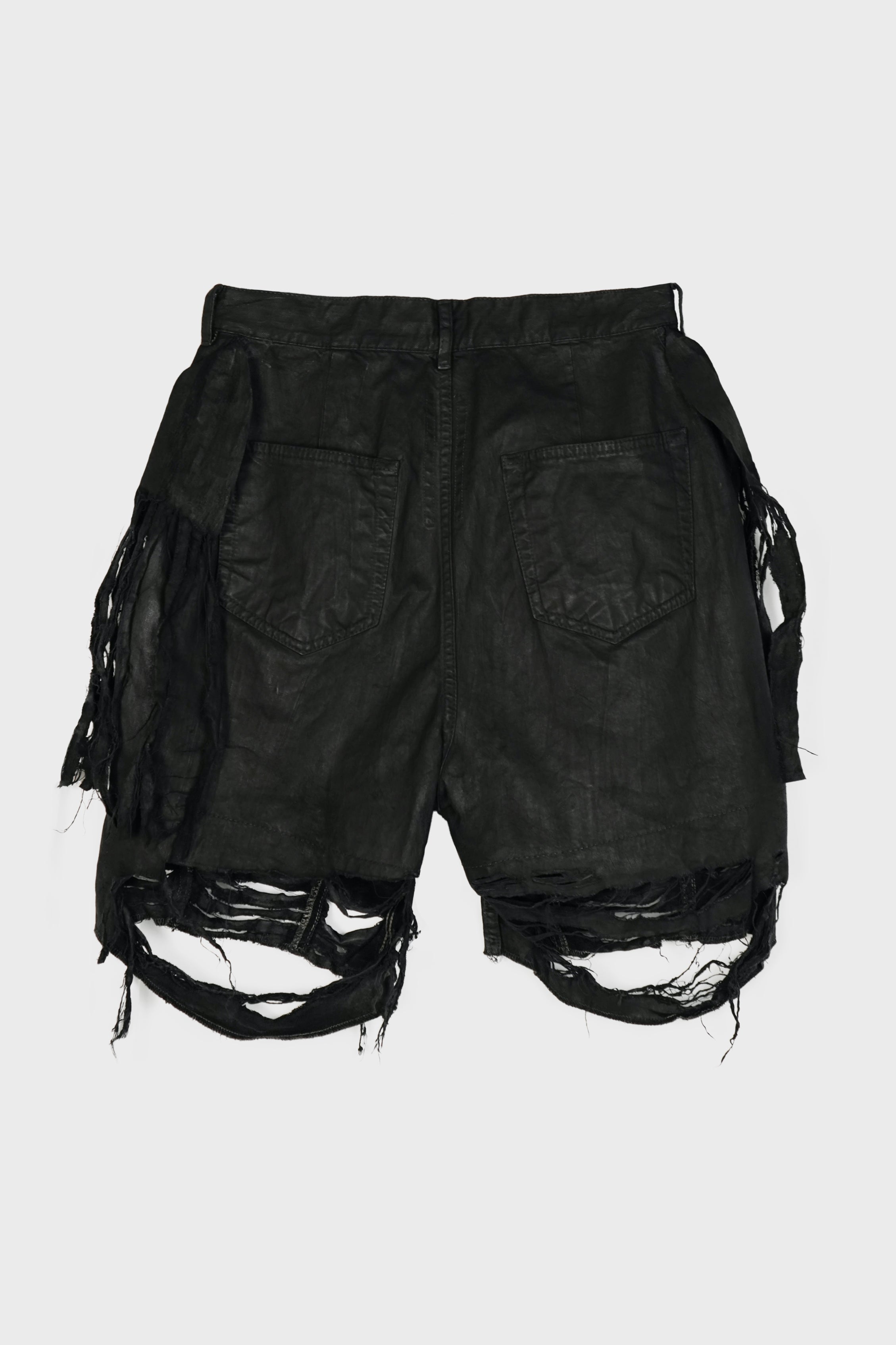 SLIVERED TIGHT CUT OFFS BLACK