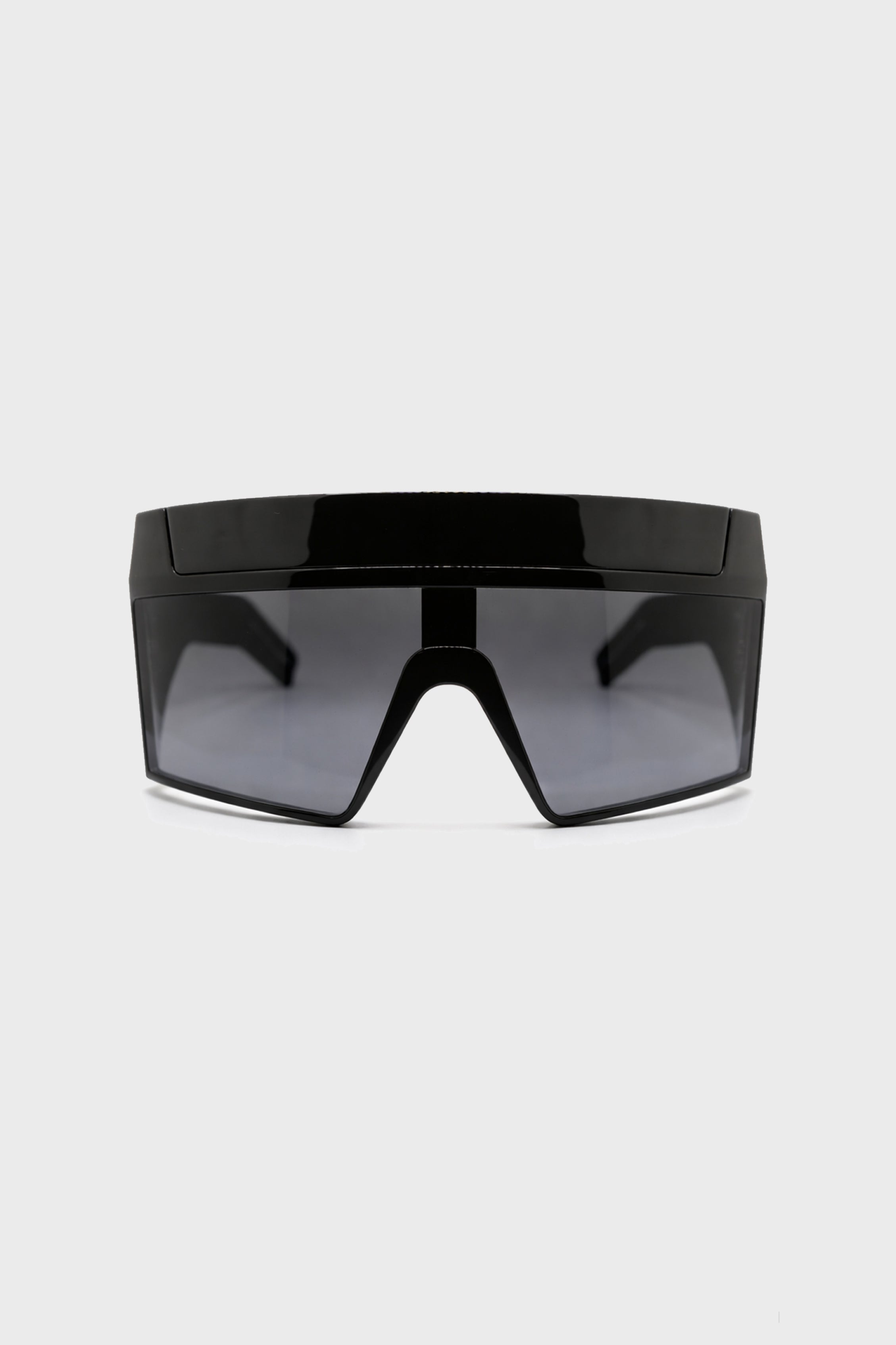 SUNGLASSES REV SHINY BLACK TEMPLES/BLACK LENS