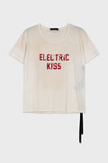 IDAR CROPPED STANDARD FIT T-SHIRT WITH "ELECTRIC KISS" FLOCK PRINT CHALK