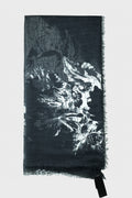 VESTA SQUARED SCARF (140X140 CM) WITH "HOLLOW SOUND" PRINT BLACK/NATURAL WHITE