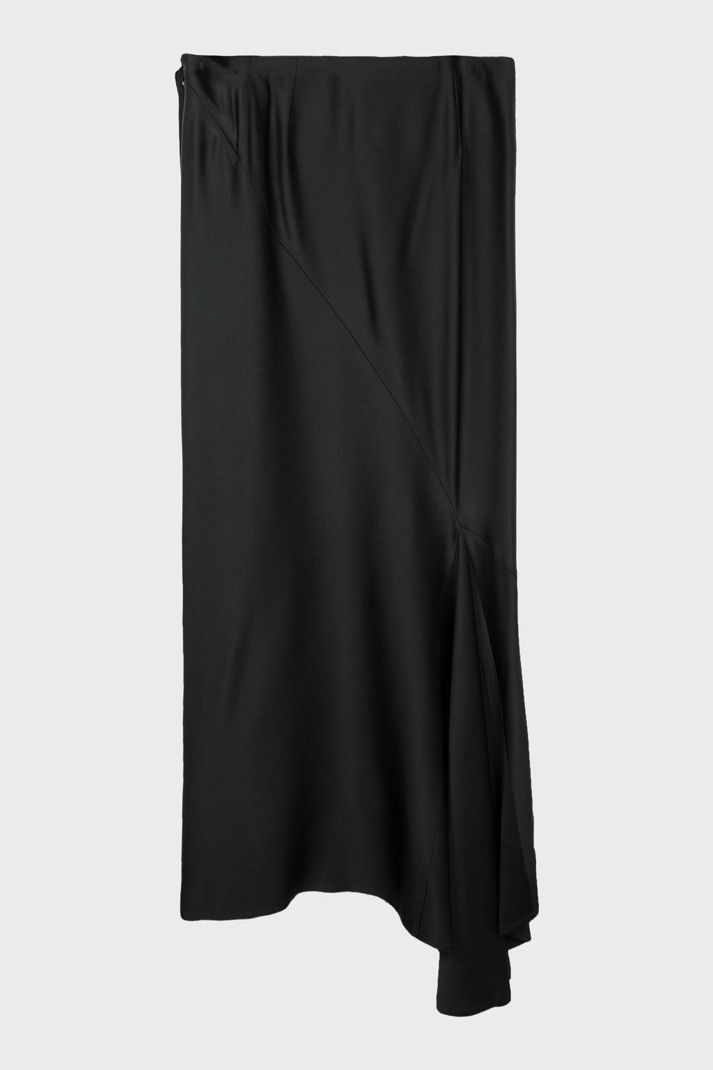 EVELINE LONG BIAS SKIRT CADY SATIN BLACK