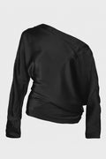 ROOS BIAS CUT DROP SHOULDER TOP BLACK