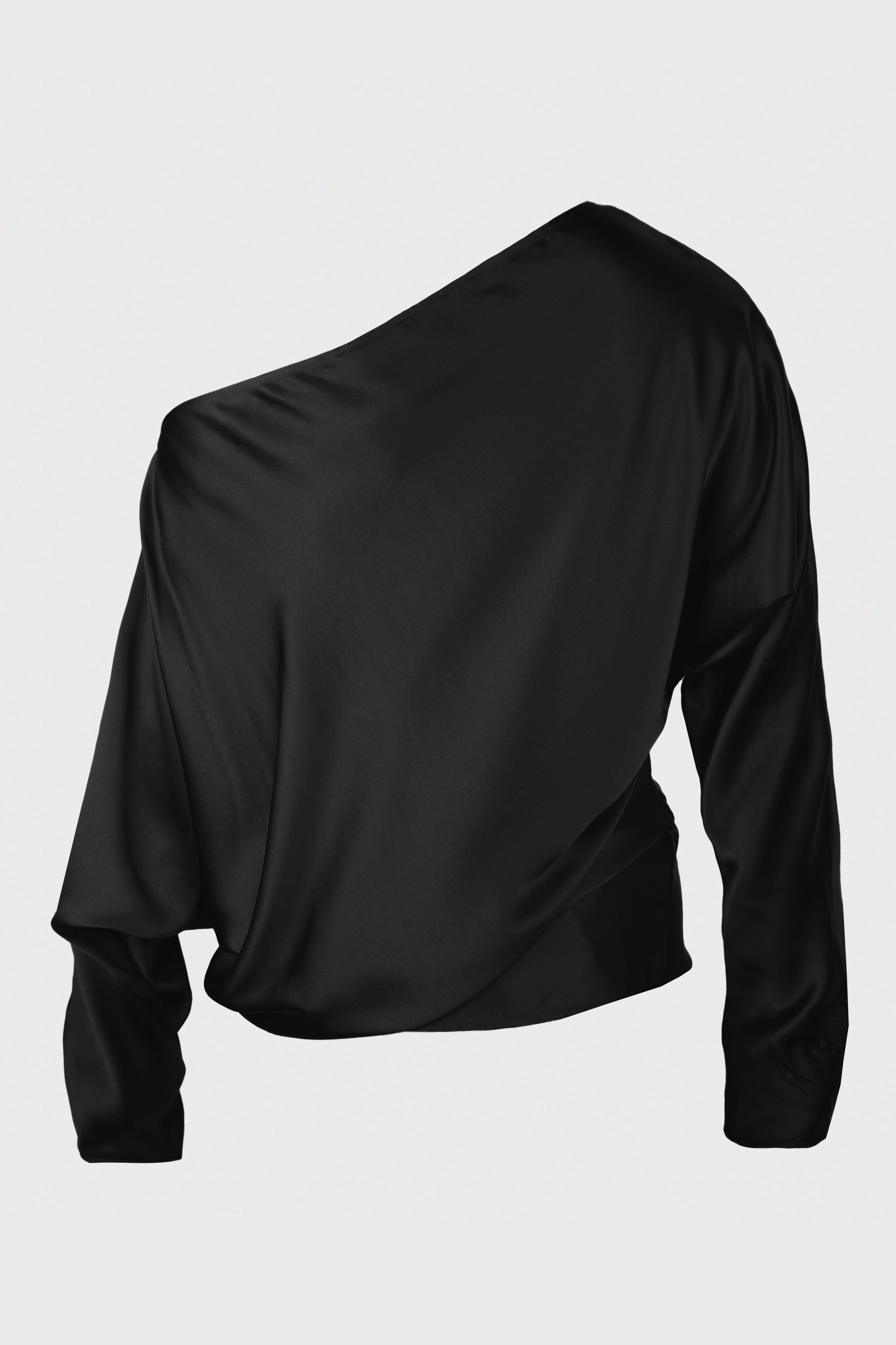 ROOS BIAS CUT DROP SHOULDER TOP BLACK