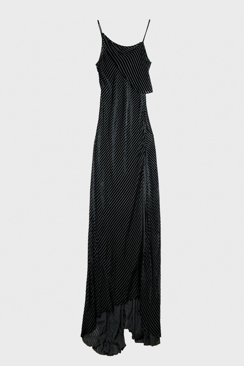 AARICIA LONG BIAS SLIP DRESS STRIPED VELVET
