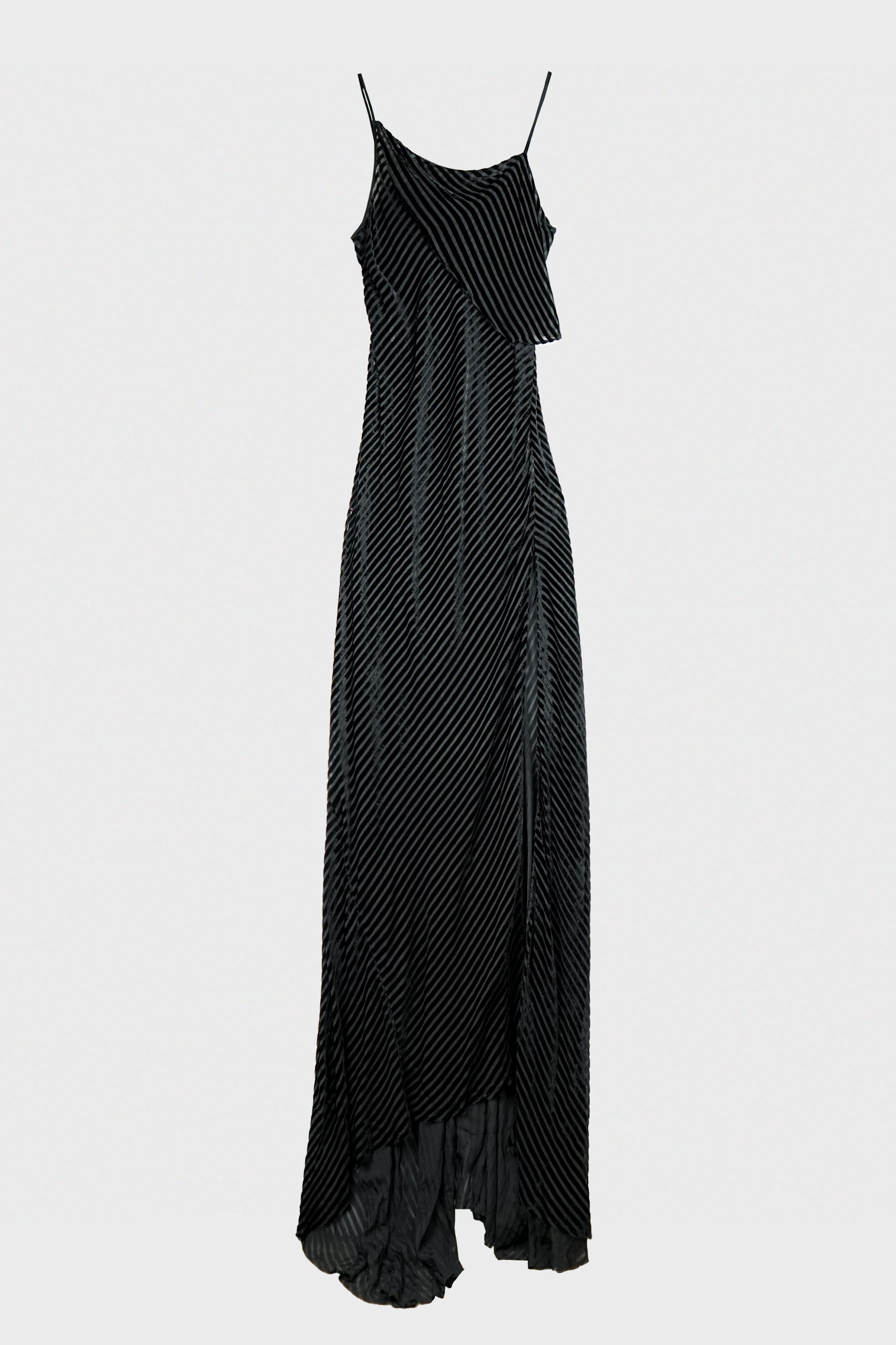 AARICIA LONG BIAS SLIP DRESS STRIPED VELVET