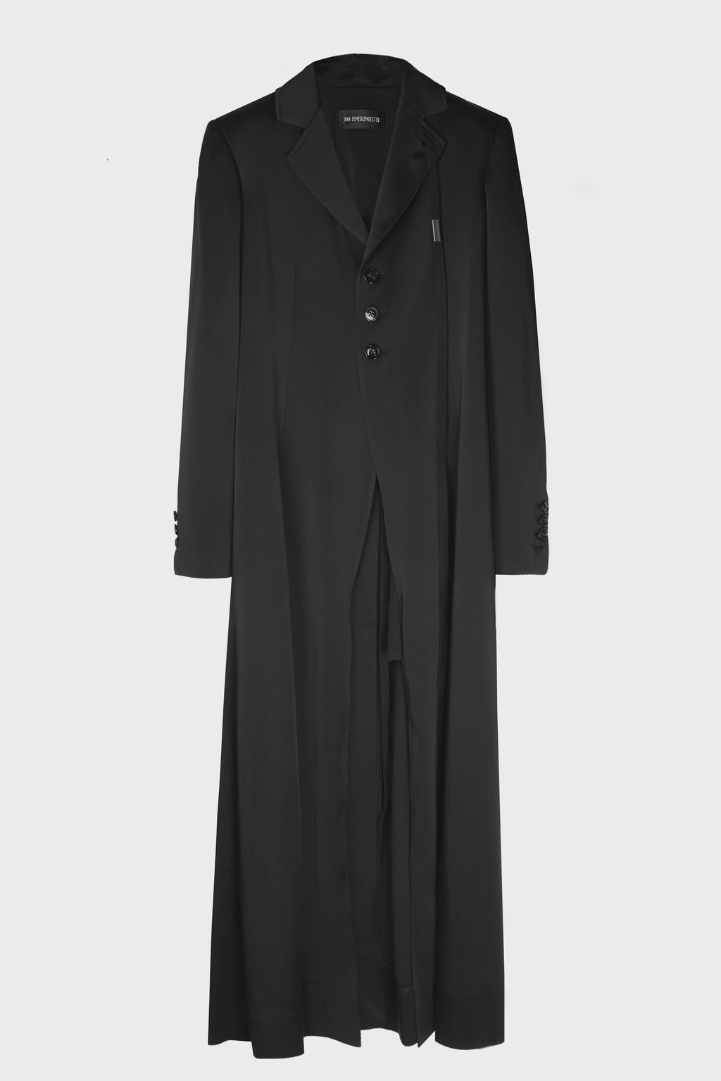 ABKE X-LONG OPEN FRONT FITTED COAT BLACK