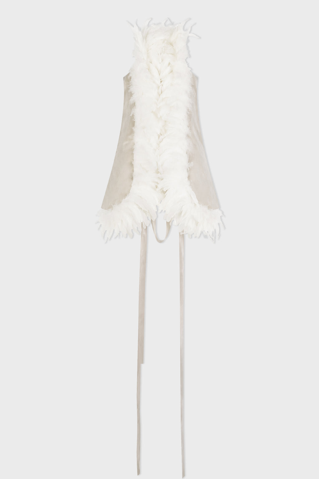 IDJE OPEN WAISTCOAT WITH FEATHERS OYSTER