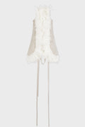 IDJE OPEN WAISTCOAT WITH FEATHERS OYSTER