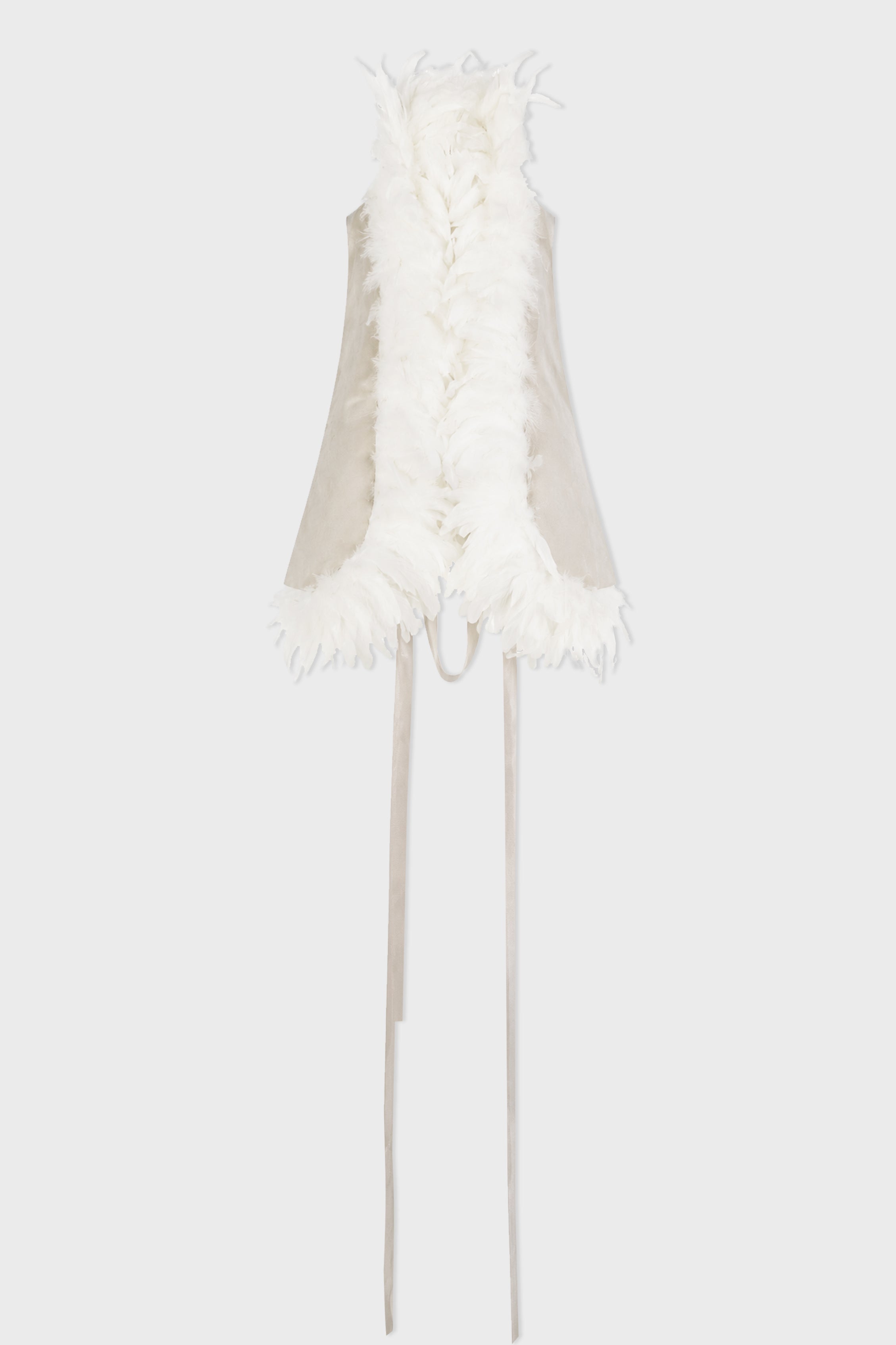 IDJE OPEN WAISTCOAT WITH FEATHERS OYSTER