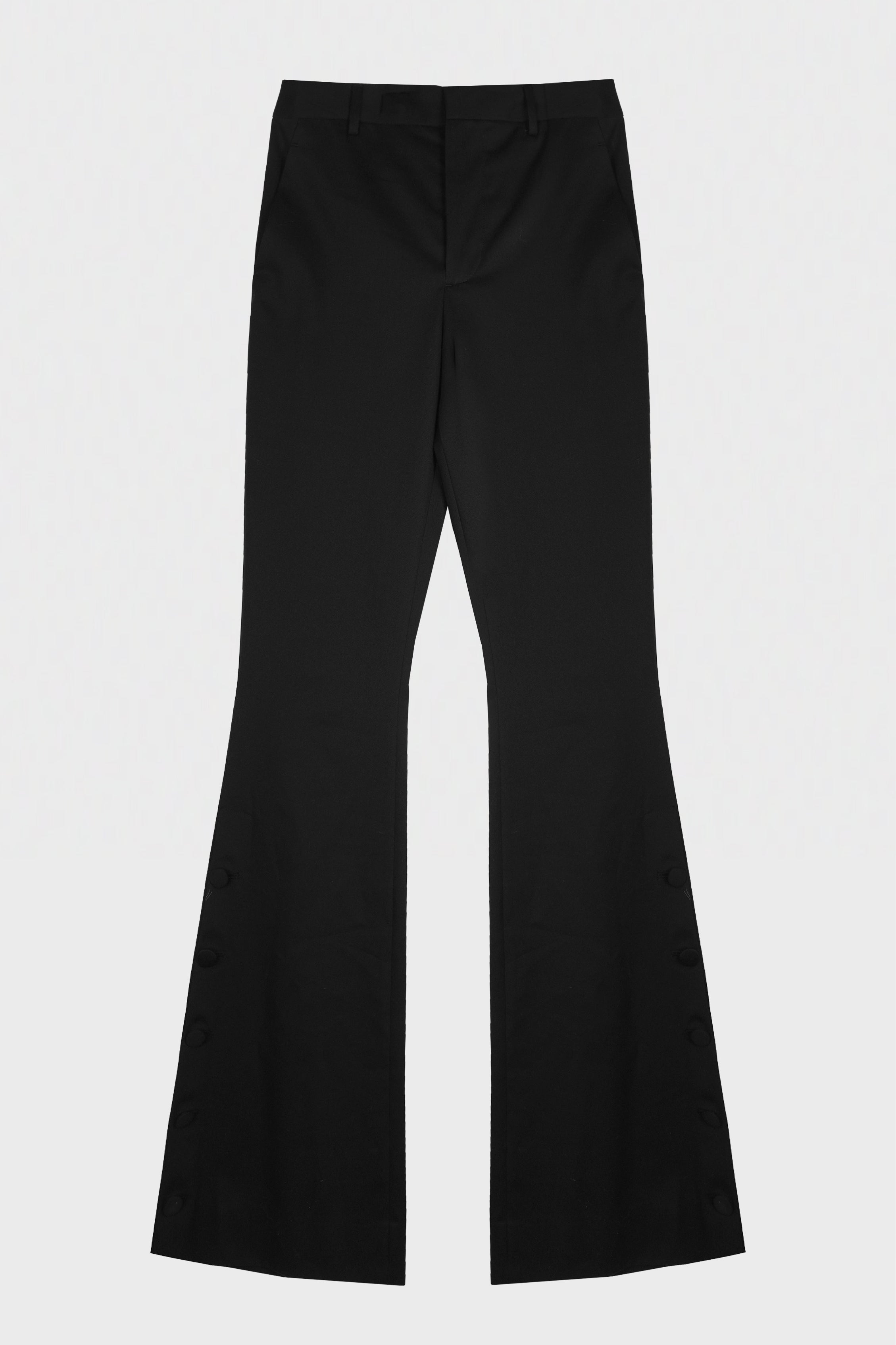 ENYA SLIM FIT BOOTCUT TROUSERS WITH BUTTON CLOSURE SLITS BLACK