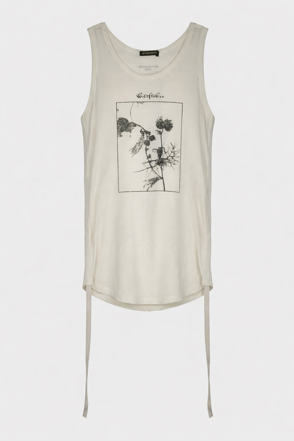 MEXI WRINKLED CROPPED TANK TOP WITH "WILDFLOWER" PRINT IVORY