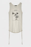 MEXI WRINKLED CROPPED TANK TOP WITH "WILDFLOWER" PRINT IVORY