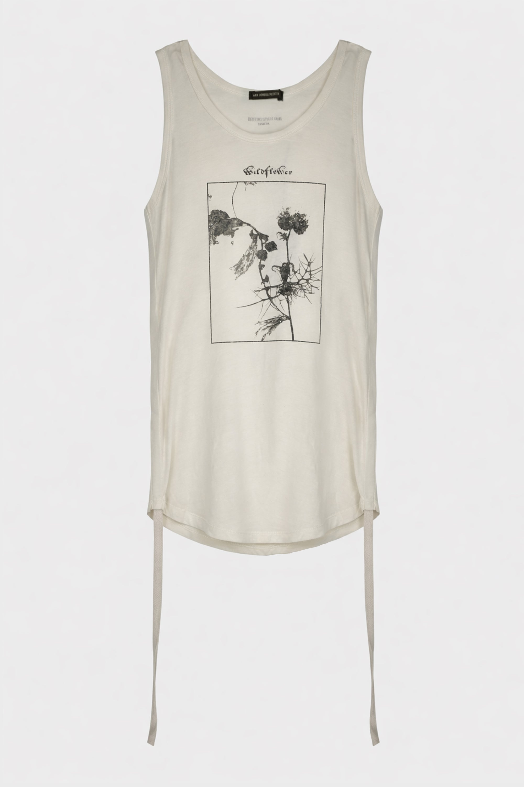 MEXI WRINKLED CROPPED TANK TOP WITH "WILDFLOWER" PRINT IVORY