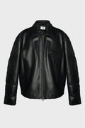 BIKER CROSS SLEEVES LEATHER JACKET BLACK