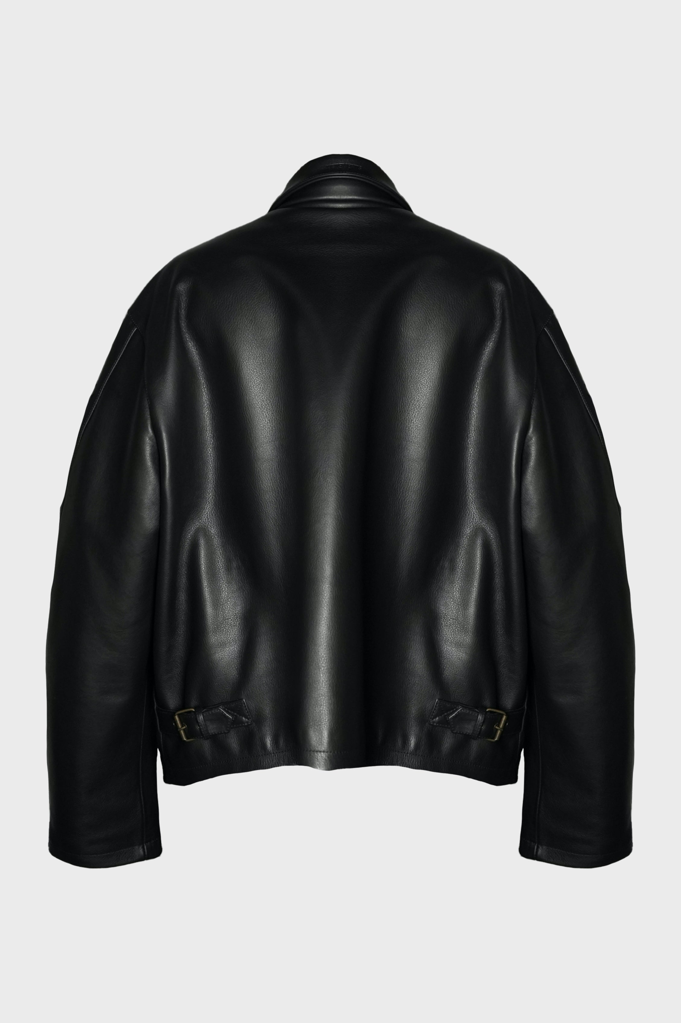 BIKER CROSS SLEEVES LEATHER JACKET BLACK