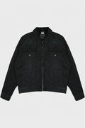 APLIQUE BIKER CROSSES ZIP DENIM JACKET BLACK