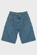 BIKER CROSS HIP-HOP DENIM SHORTS VINTAGE MID BLUE