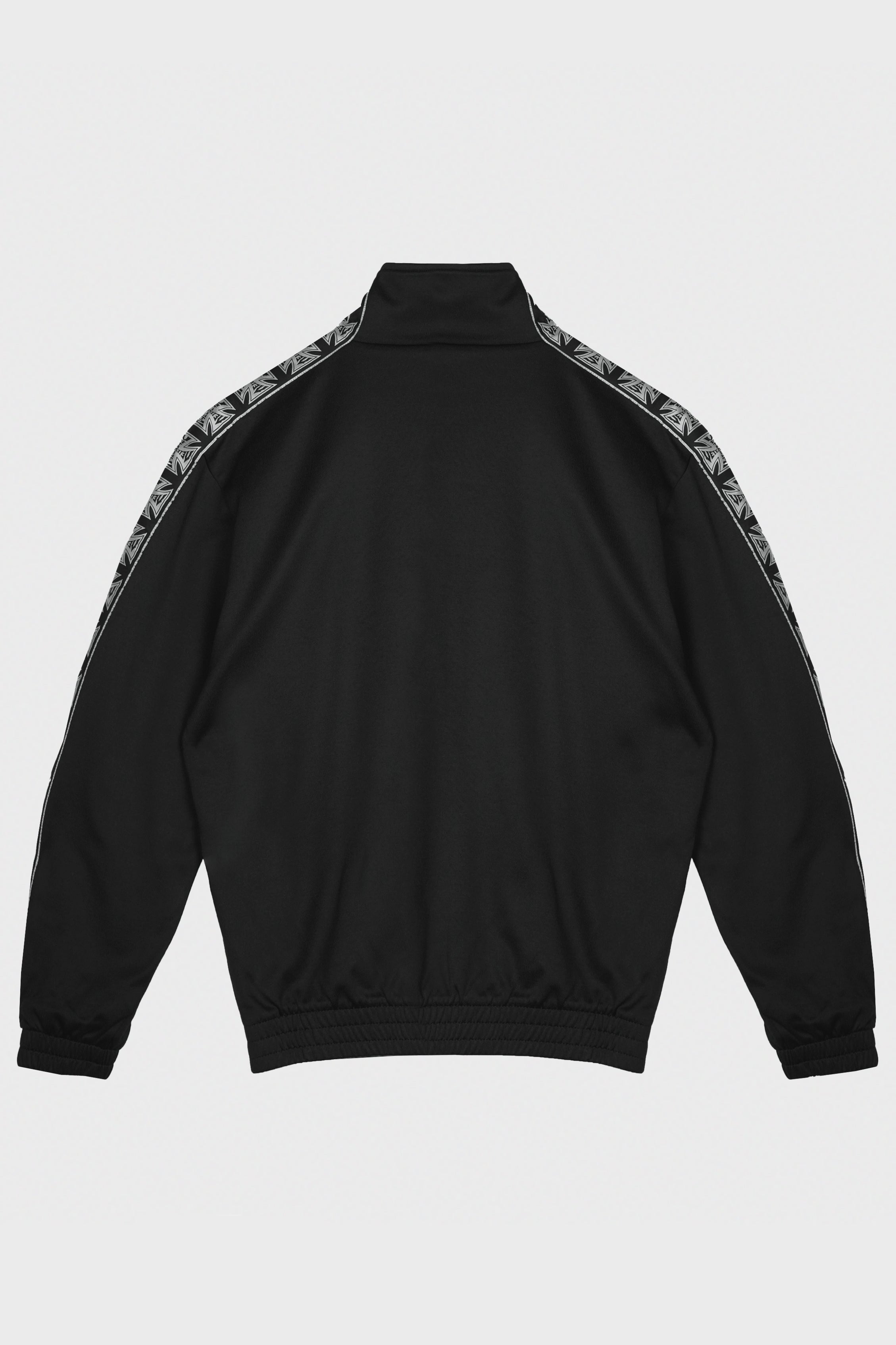BIKER CROSS TAPE TRACK ZIP-UP BLACK