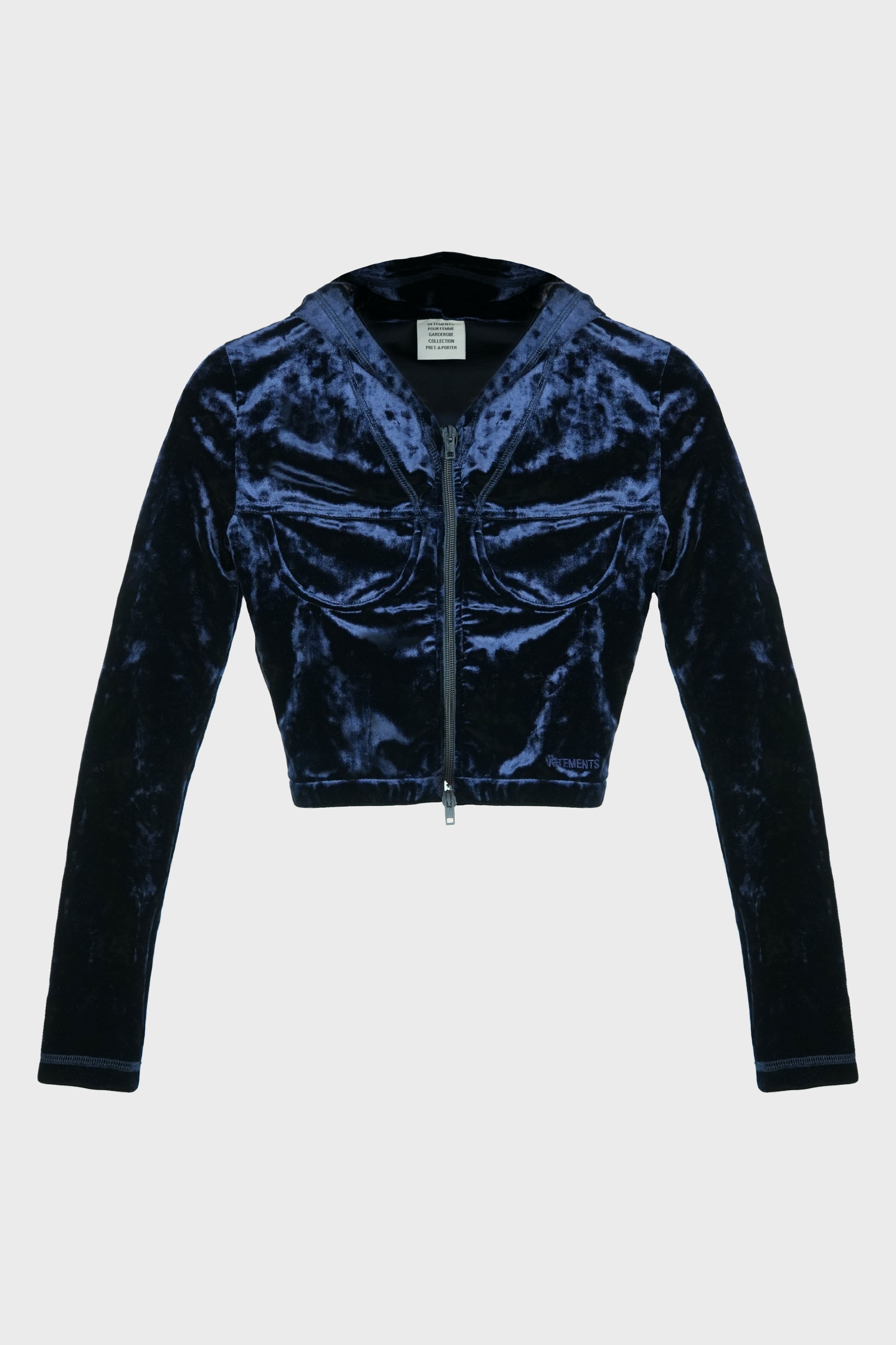 VELVET ZIP-UP NAVY
