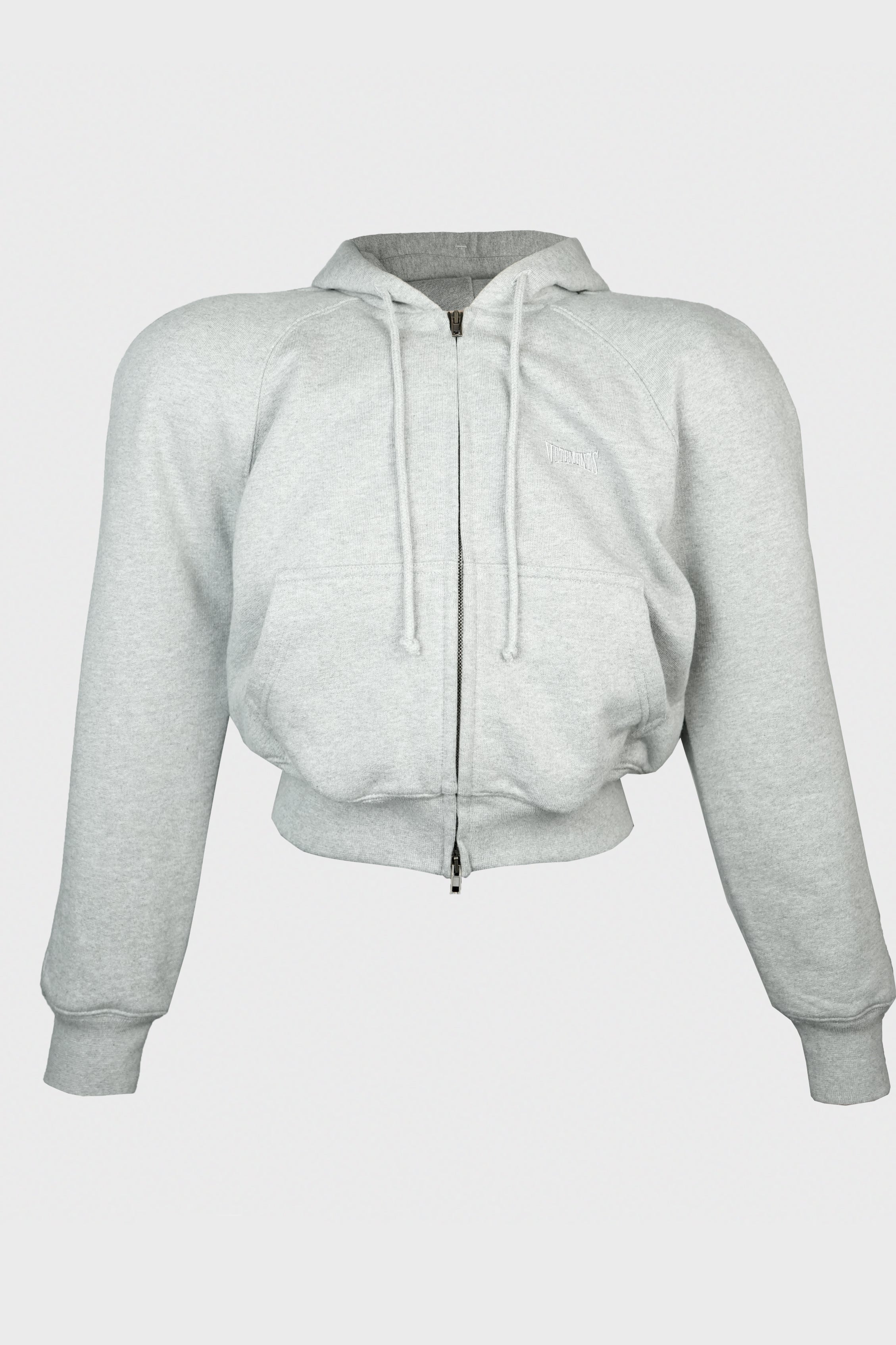 ROUND SHOULDER ZIP-UP HOODIE GREY MELANGE