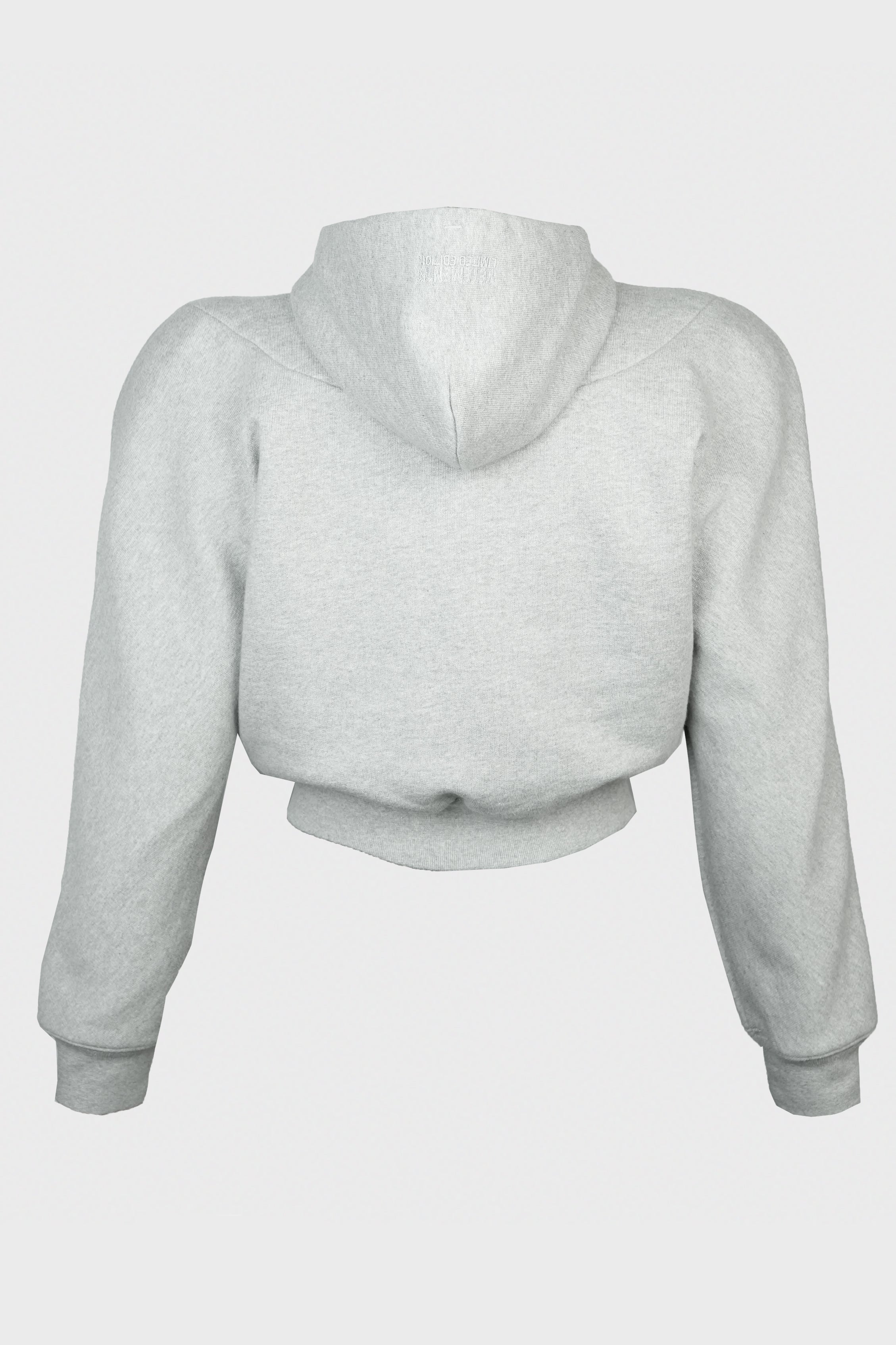 ROUND SHOULDER ZIP-UP HOODIE GREY MELANGE